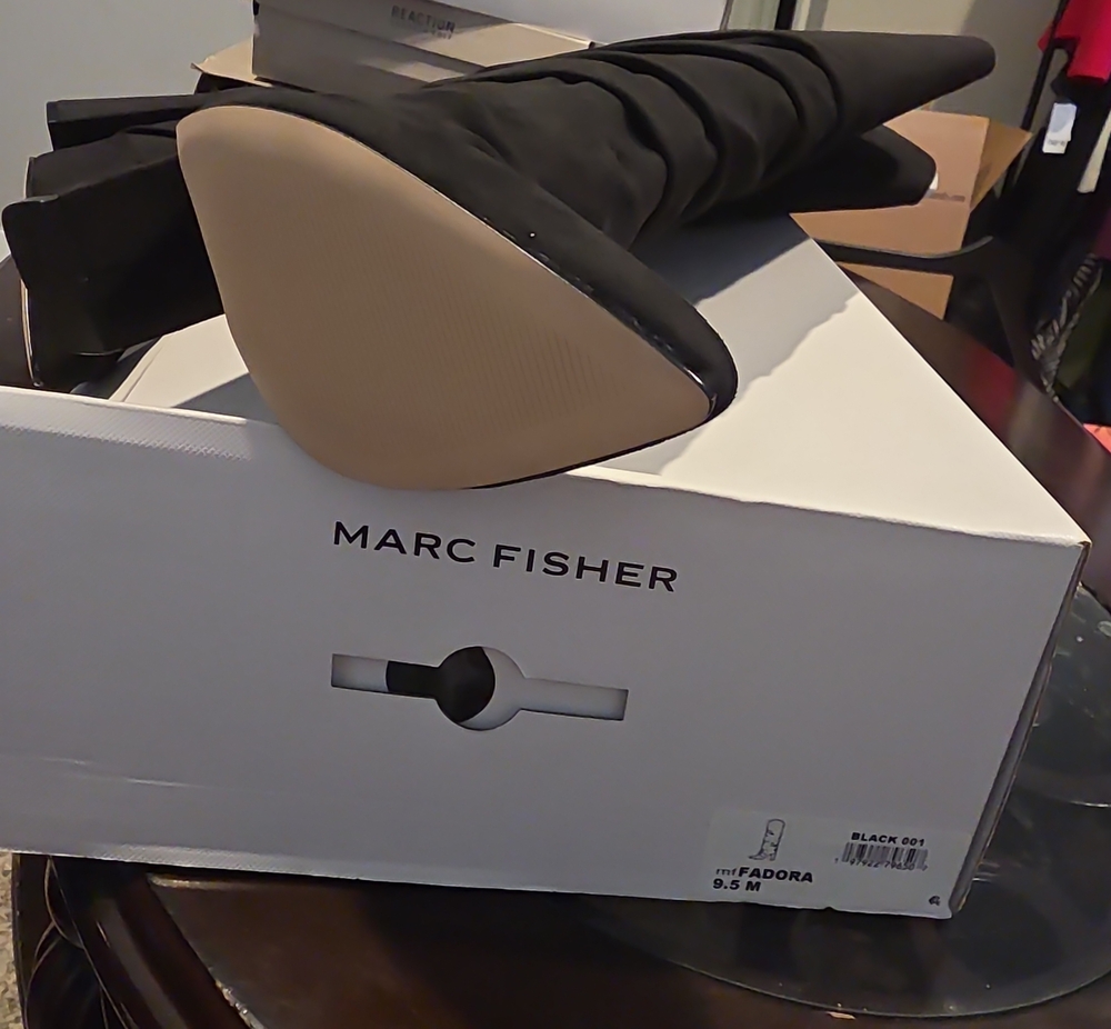 Marc Fisher Black Over-the-Knee Pointed Toe Stretch Boots